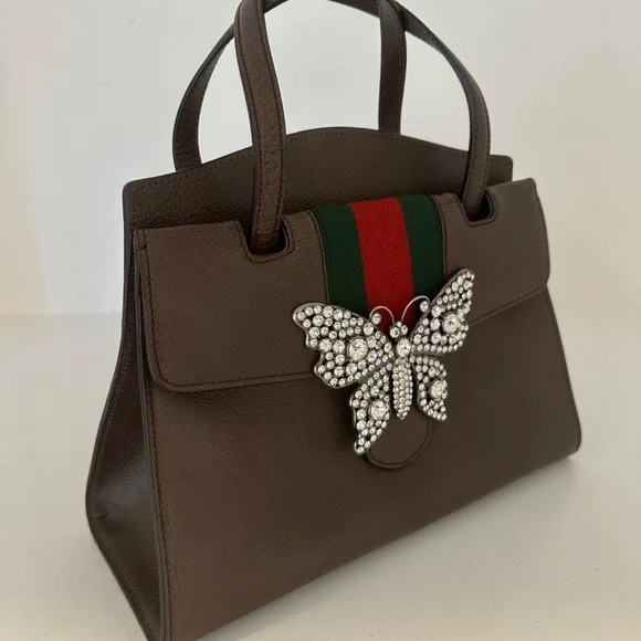 GUCCI Totem Butterfly Bijou 2WAY Leather Shoulder Bag - Picture 7 of 16